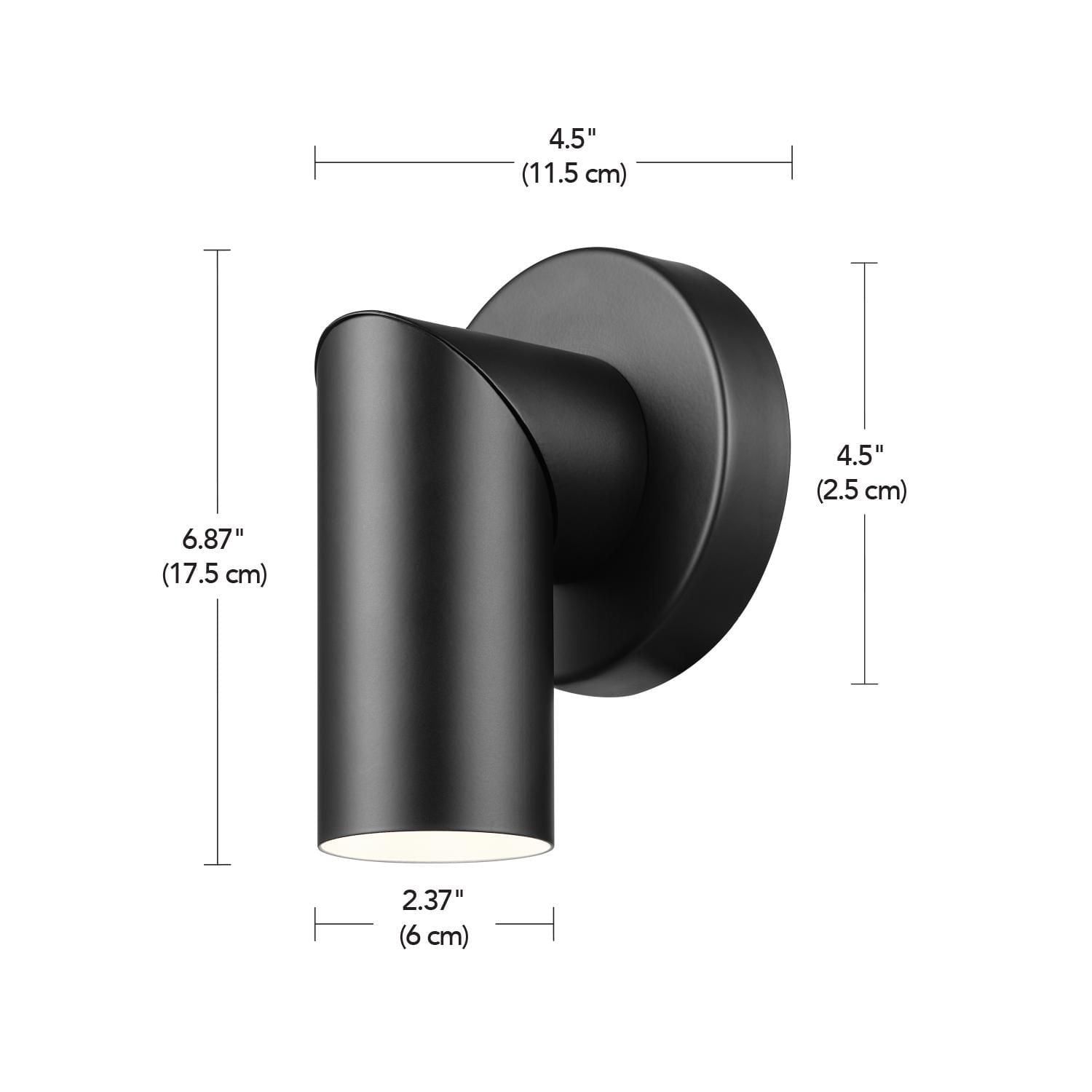 4.5" Matte Black Convertible Wall or Ceiling Mount LED Integrated Track Lighting Spotlight with Pivoting Track Head