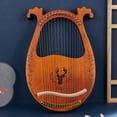 thumbnail image 3 of 16-String Wooden Lyre Harp with Resonance Box, Steel Strings & Carved Note Marks - Includes Tuning Wrench, 3 Random-Color Picks, Extra Strings, Sticker & Beginner Guidebook - Portable 38.5cm Coffee, 3 of 5