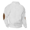 thumbnail image 4 of Hogleaql Mens Sweater Knitted Long Sleeve Button Outdoor Stand Collar Sweater with Elbow Patches Fall Winter Pullover White 2XL, 4 of 4