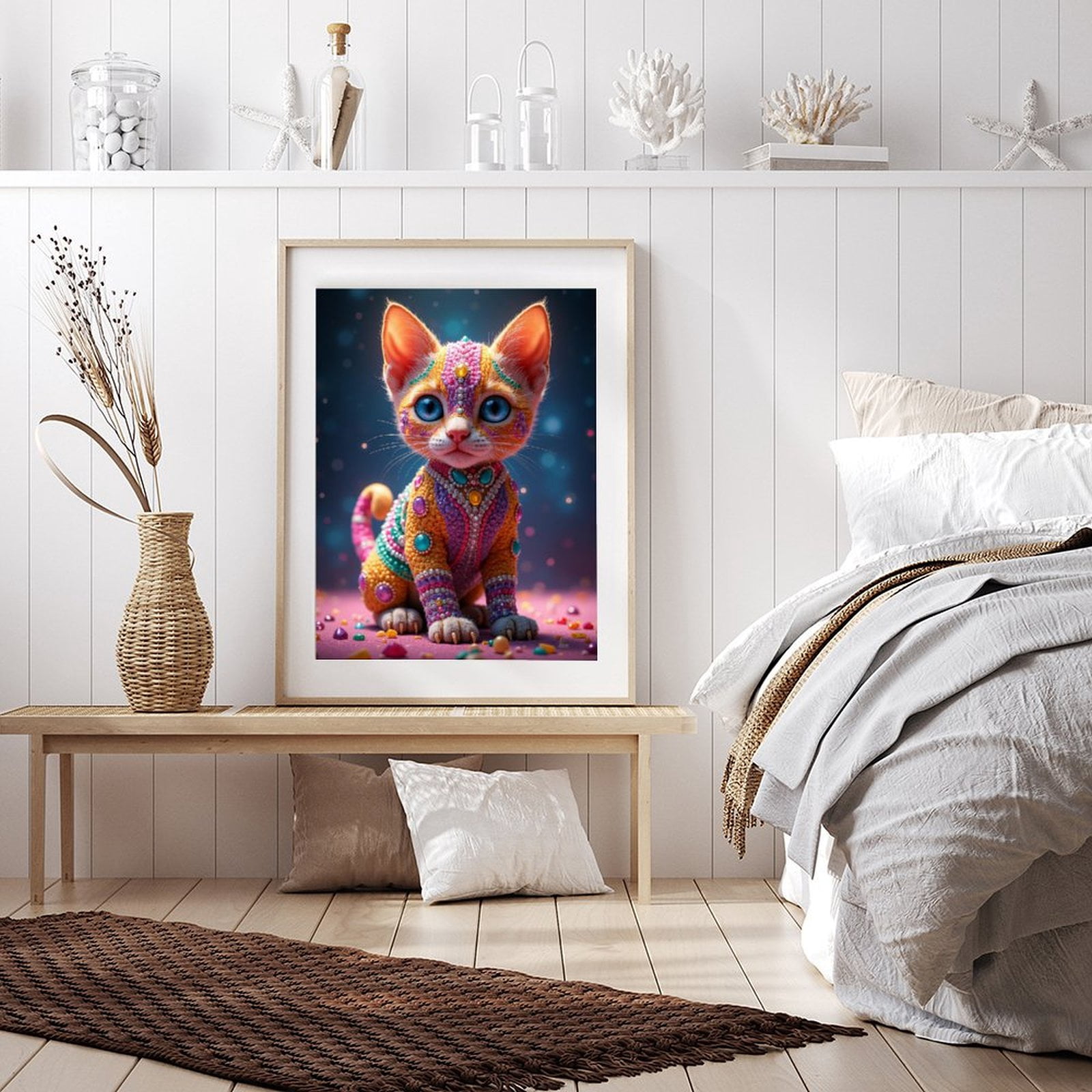Diamond Art Kits for Adults - 5d Colorful Gem Adorned Feline Decor Diamond Painting for Adults, Diamond Art for Adults Beginners, Diamond Painting Kits for Adults for Home Wall Decor