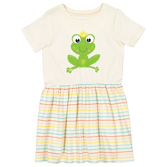 Inktastic Cute Frog, Green Frog, Crown, Frog Prince Girls Toddler Dress