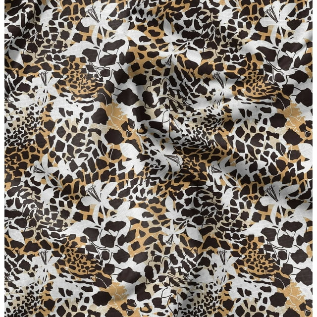 Soimoi Orange Heavy Canvas Fabric Leopard Animal Skin Print Fabric by Yard 58 Inch Wide