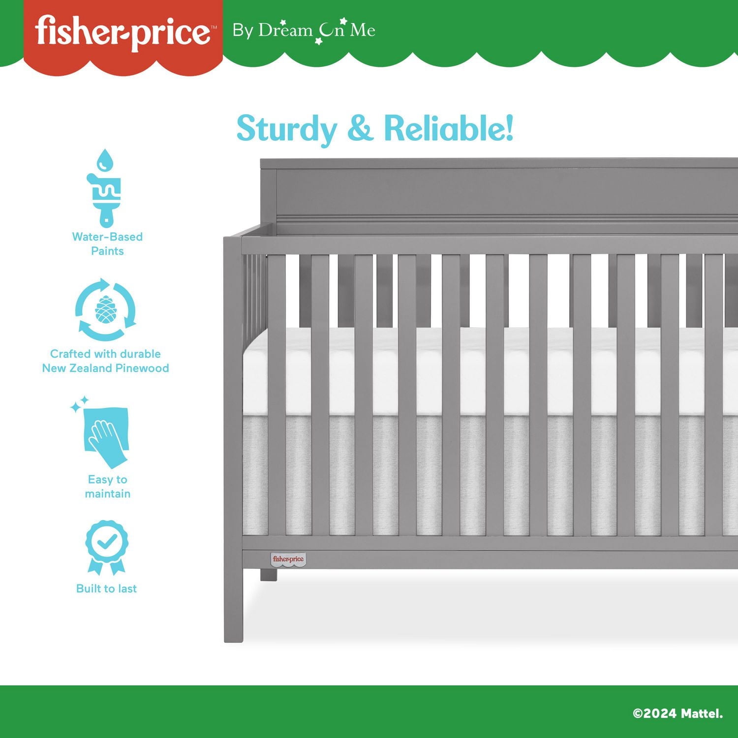 Fisher-Price Miles 5-in-1 Convertible Crib by Dream On Me