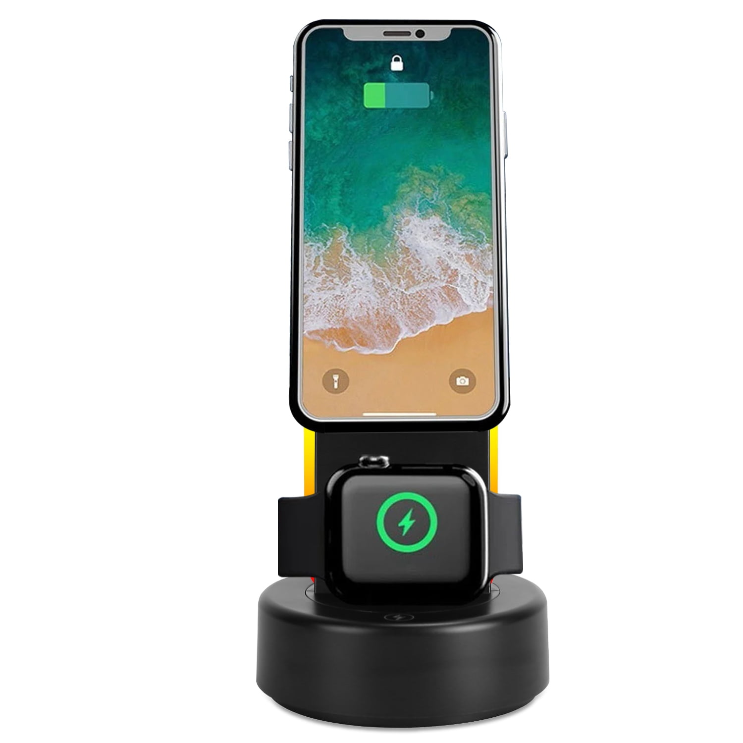 Teqhome 3 in 1 Wireless Charging Station with Magsafe Charger Portable Charger Stand Fit for IOS Phone 12-15 AirPods iWatches Black