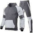 thumbnail image 2 of goowrom Men Color Block Long Sleeve Front Pocket Hoodie Drawstring Trousers, 2 of 4