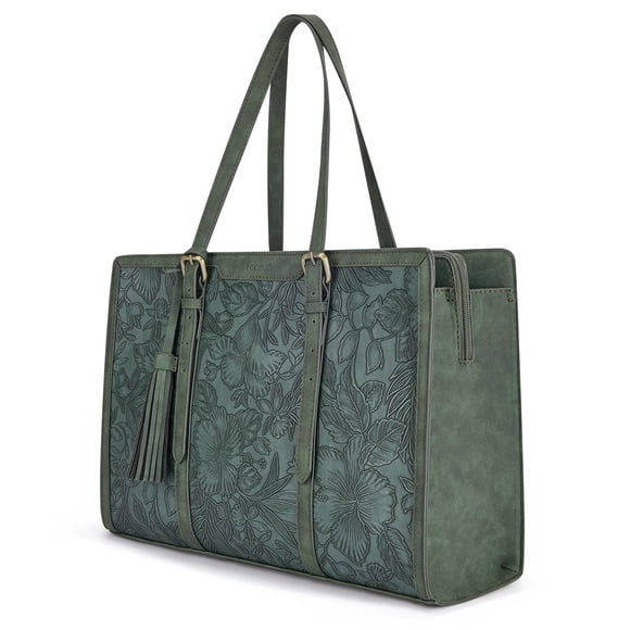 ECOSUSI Laptop Bag For Women 15.6 Inch Work Tote Bags PU Leather Computer Purse For Business Office With 3 Layer Compartments