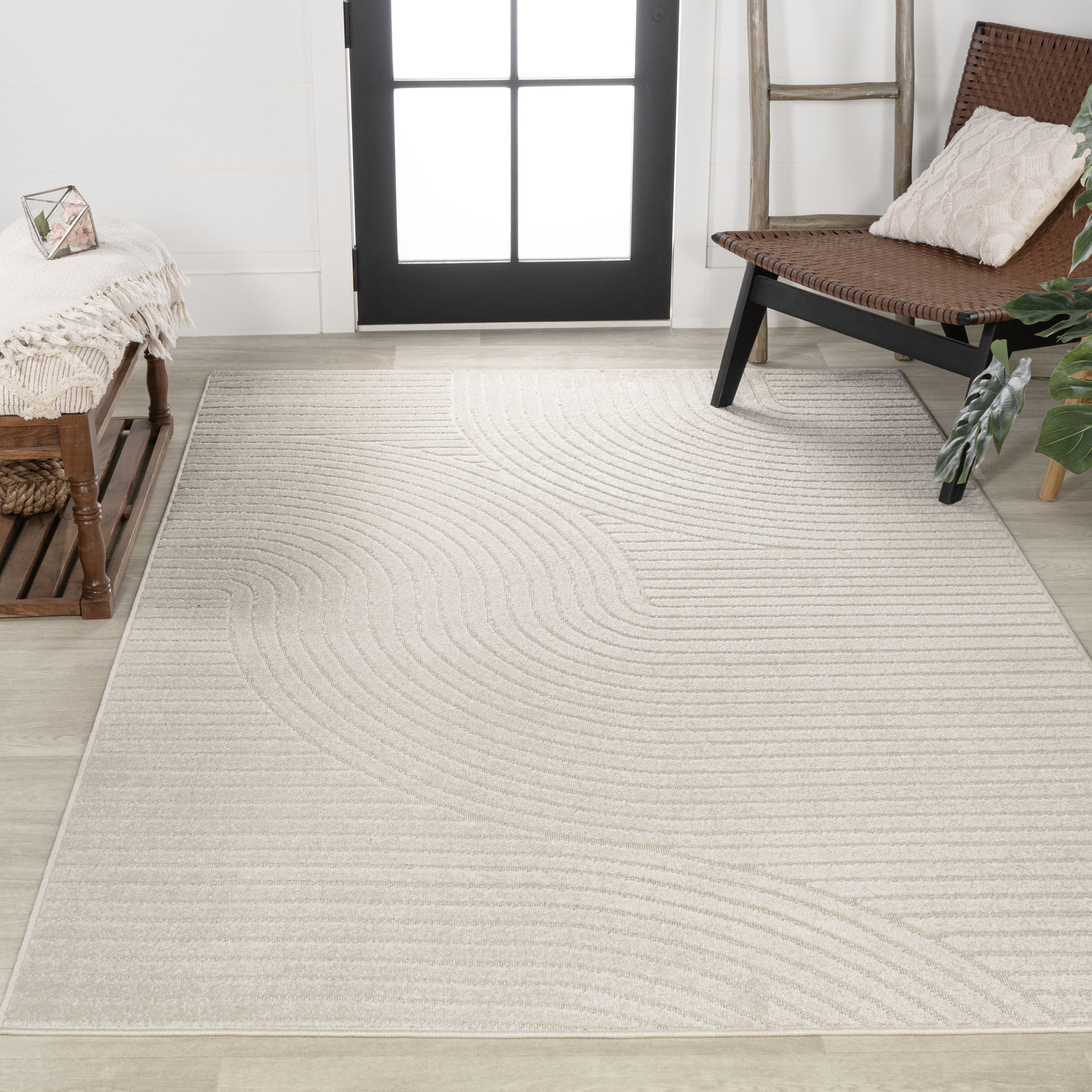 JONATHAN Y SCANDINAVIAN 9 x 12 Area Rug, Hallie Minimalist Curve Geometric - Ivory/Cream, SCN100B-9