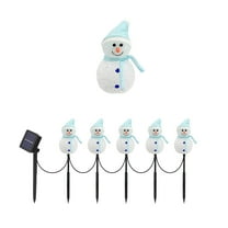 Deeceymbur Solar Christmas Lights Snowman Design LED Ground Plug Outdoor Decoration 5 in 1 String Waterproof