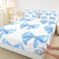 thumbnail image 3 of Manfei Princess Bowknot Bed Sheets Set Twin Size, Kawaii Ribbon Bedding Twin Size, Cute Cartoon Twin Sheet Sets, Microfiber Bedroom Decor, 3-Piece, 3 of 7