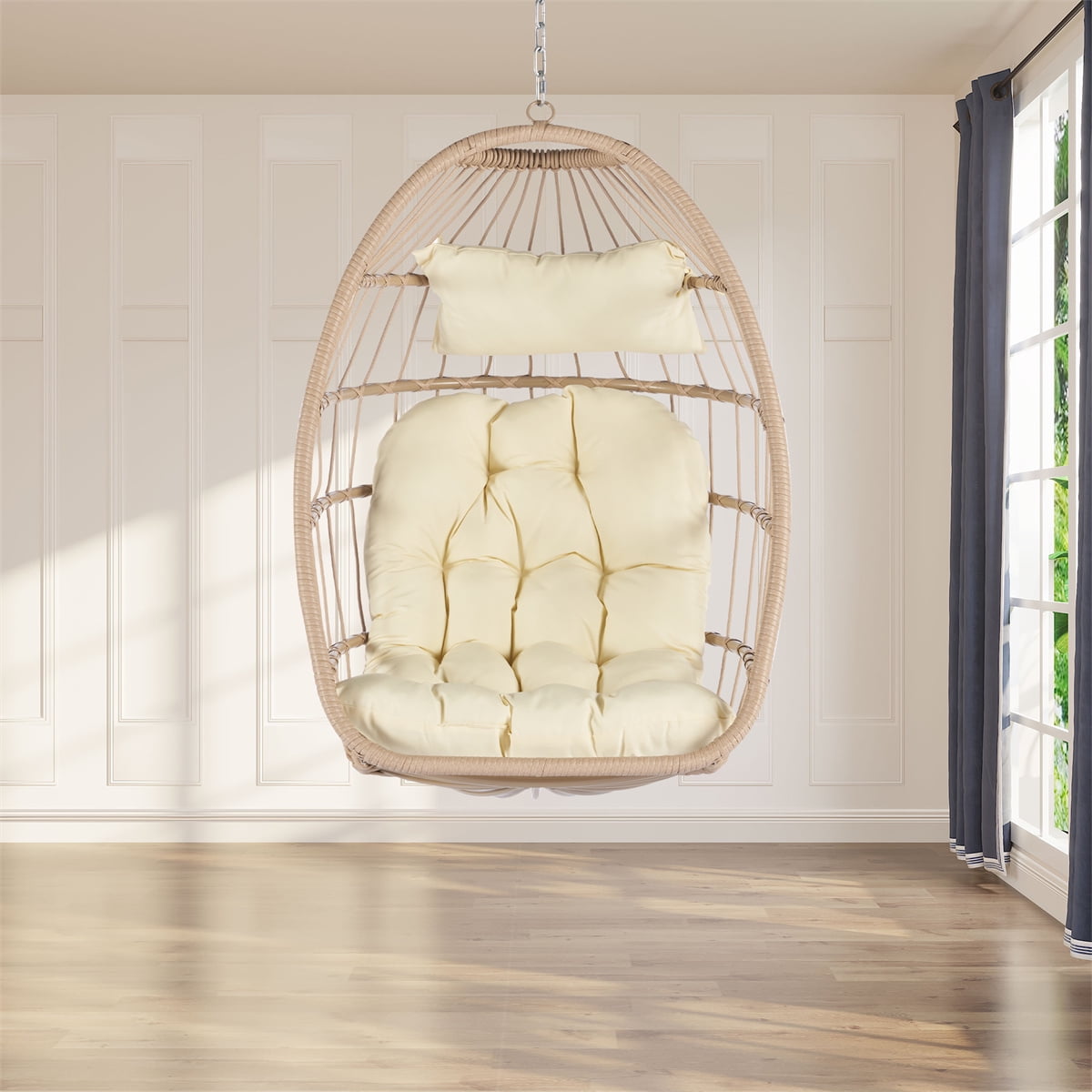 Hanging Egg Chair Without Stand, Folding Outdoor Egg Swing Chair with