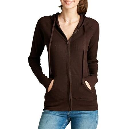 - Women Long Sleeve Thermal Hoodie Jacket Top