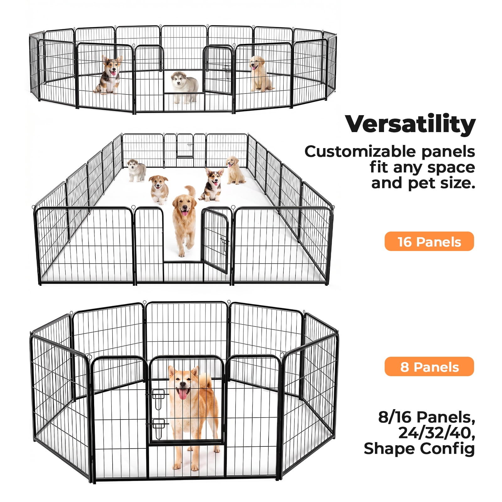 Alvantor Dog Playpen Indoor Fence Height Metal Exercise Pen with Door Small Puppy/Medium/Large Dogs Animal Pet for Outdoor, Garden, Yard