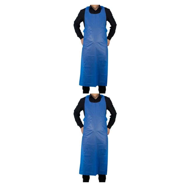 Moyic 100 unids/set delantal de plástico PE impermeable y a prueba de aceite para restaurante delantales desechables cuidado Personal azul azul 2Conjunto