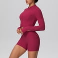 thumbnail image 4 of Workout Sets for Women Long Sleeve Crop Zip up Tops Matching Biker Shorts 2 Piece Running Cycling Outfits, 4 of 5