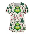 thumbnail image 1 of MIARHB Ropa de trabajo navideña para mujer, uniforme de trabajo de talla grande, camisetas de cuello en V con estampado de "Grinch", camisetas divertidas de manga corta, ropa de trabajo con 2, 1 of 4