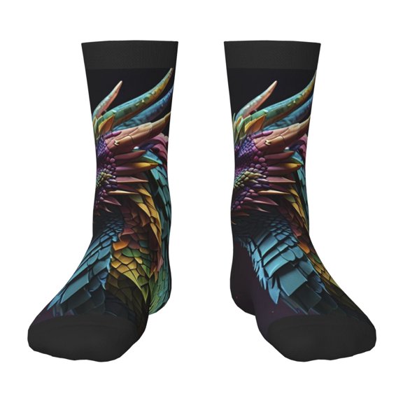 Naloa Dragon with Colorful Tail Kids Socks Unisex Kids and Toddlers' Crew Socks, ,1 Pairs