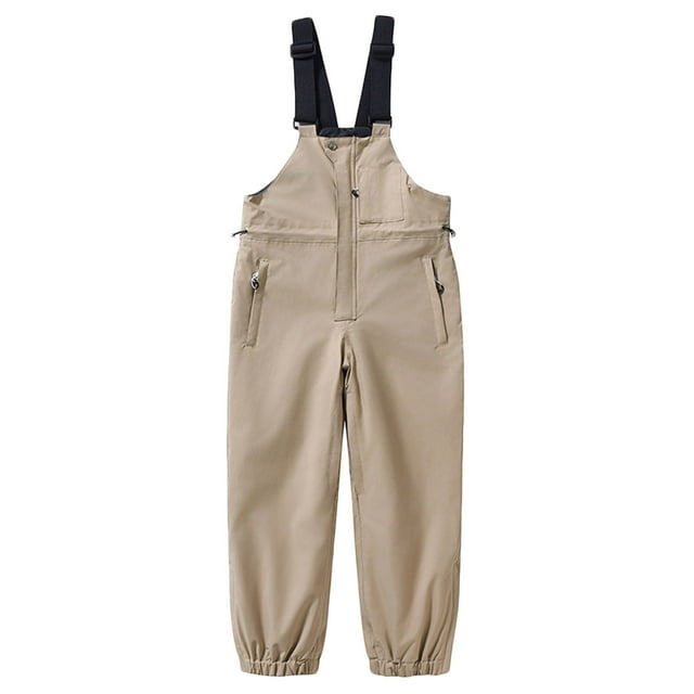 Casual Fashion Solid Color Panel Multi-Pocket Ski Pants for Boys and Girls