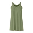thumbnail image 4 of Charmgo Summer Dresses for Women 2024, Women's Summer Solid Color Round Neck Sling Loose Casual Large Swing Skirt Prom Dresses 2024 Sundress, Square Neck Dresses for Women 2024 Army Green M, 4 of 5