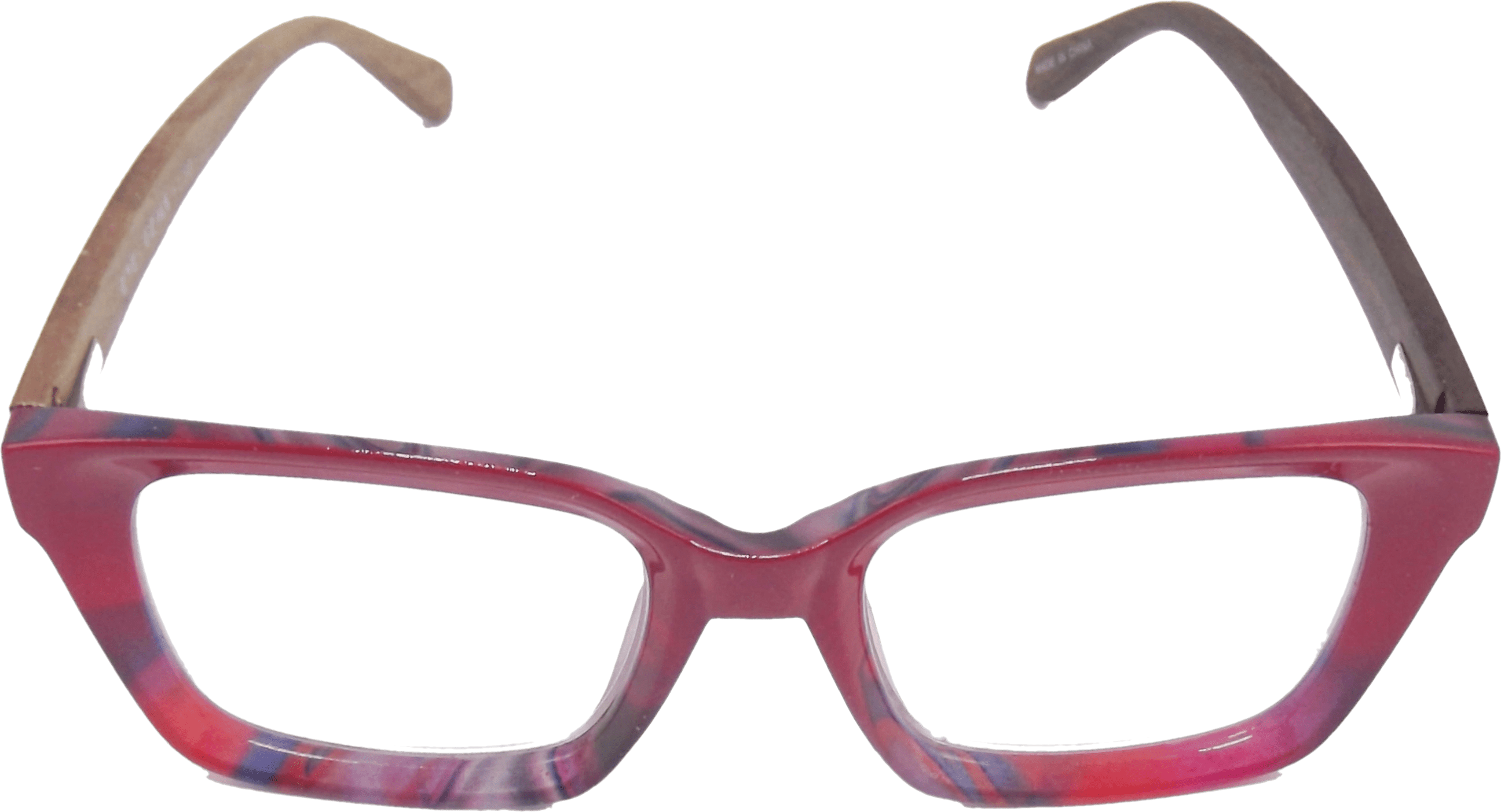EYEGEMS Brand Eyeglasses +3.00 Women Eco Friendly Sustainable  Reading Glasses  Ladies Walnut Wood Red  & Multicolor 0552