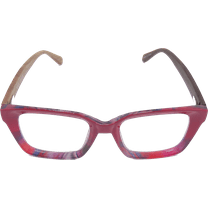 EYEGEMS Brand Eyeglasses  2.00 Women Eco Friendly Sustainable  Reading Glasses  Ladies Walnut Wood Red  & Multicolor 0552