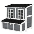 thumbnail image 2 of Pefilos 39" Large Chicken Coop Rabbit Hutch, Outdoor Wooden Poultry Cage Hen House with Nesting Box, Pull-Out Tray for Garden Backyard, Gray, 2 of 11