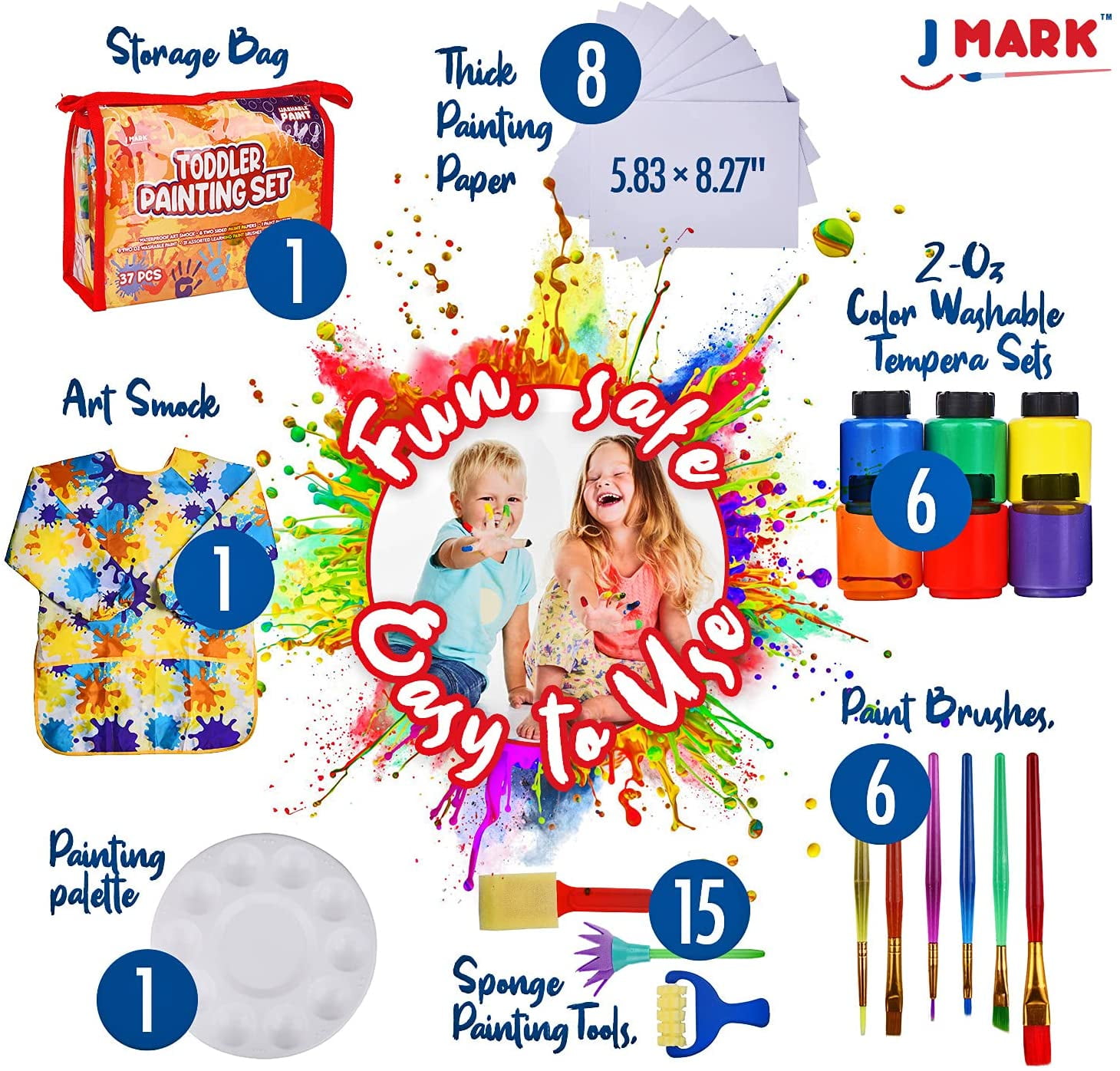 J MARK Kids Paint Set and Paint Easel – 14-PIECE ACRYLIC PAINTING KIT -  Multi - 77 requests