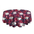 thumbnail image 5 of Red Baseballs with Blue Flowers Pattern Round Tablecloth 60"x60",Wrinkle Wipeable Table Cloth for Kitchen Dining Room Picnic Patio Party, 5 of 6