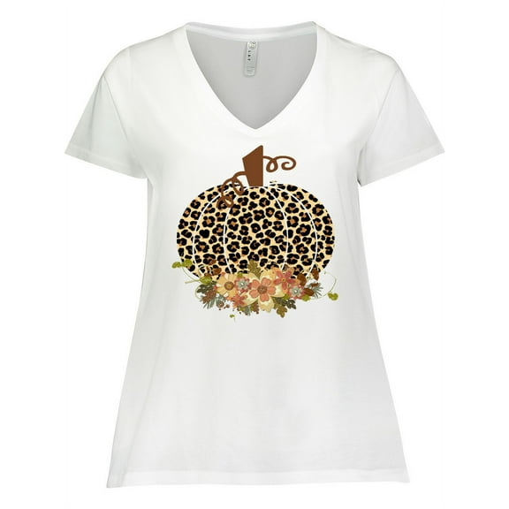 Inktastic Cheetah Print Pumpkin Women's Plus Size V-Neck T-Shirt