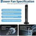 thumbnail image 2 of Memoryfield 36" Tower Fan, 3 Speeds & 4 Modes, 60° Oscillating Standing Fan, Black, 2 of 8