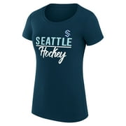 Women's G-III 4Her by Carl Banks Navy Seattle Kraken Super-Slim Fit Lightweight Team Sport T-Shirt