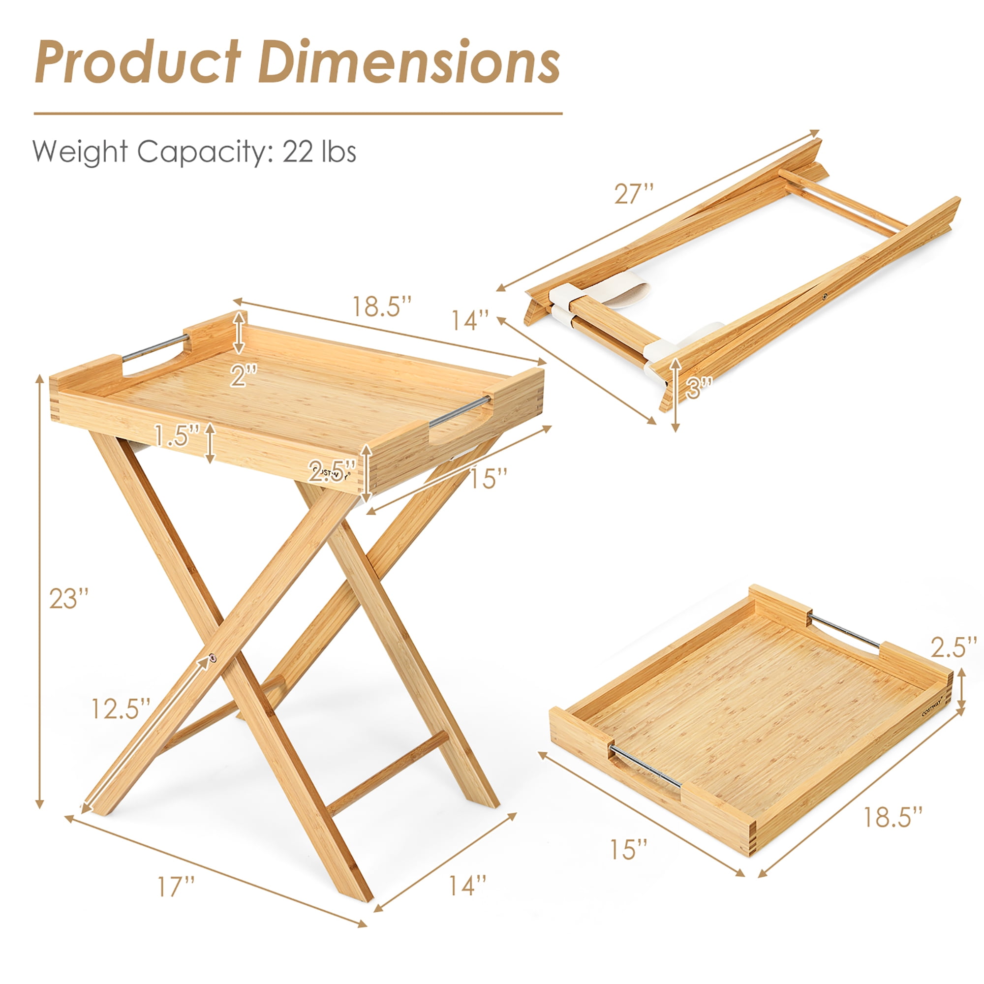 Bamboo TV Tray Table, Foldable Snack Side Table hotsell with Removable Serving Tray