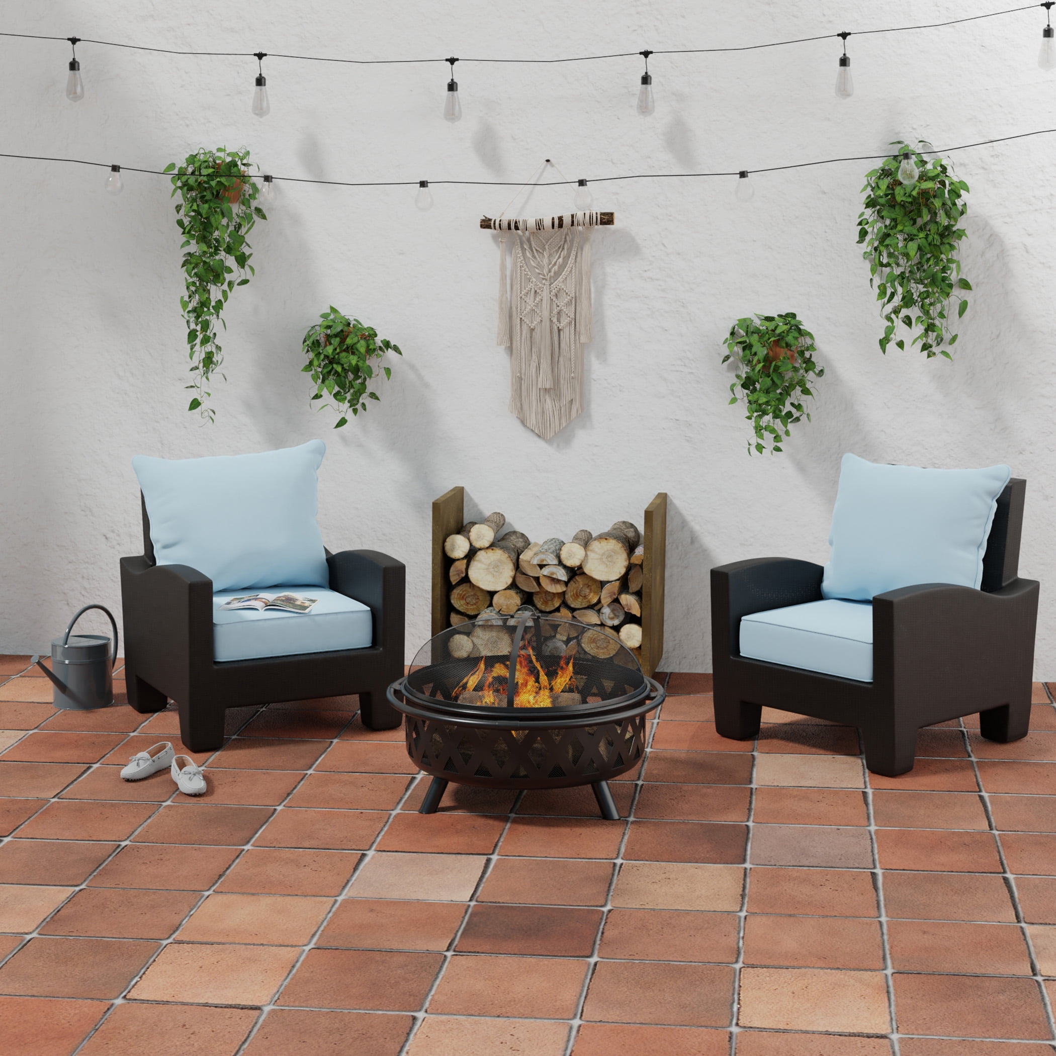 Jordan Manufacturing Sunbrella 46.5" x 24" Canvas Air Blue Solid Rectangular Outdoor Deep Seat Chair Cushion Set with Welt