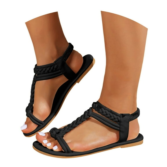 Mepaouo Women's Braided Flat Sandals Summer Open Toe Slingback Gladiator Casual Walking Shoes Size 6-10