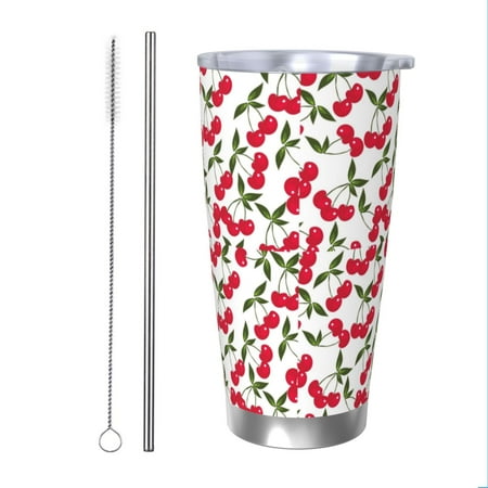 

Goofa Cherry_1 for 20 oz Skinny Tumbler Stainless Steel Coffee Mug Slim Vacuum Insulated Travel Cup Car Cup-Straw Two-piece Set