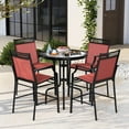 thumbnail image 2 of Gymax Outdoor Counter Stools Set of 4 w/ Footrest & Armrests Metal Frame for Backyard Red, 2 of 8