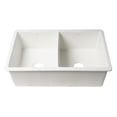 thumbnail image 5 of ALFI brand ABF3219DUD-W White 32" x 19" Double Bowl Fireclay Kitchen Sink w Grid, 5 of 7