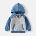 thumbnail image 2 of Atogsazn Toddler Boys Cotton Jacket Kids Colorblock Zip Up Long Sleeve Hodded Sweatshirt Fashion Fall Winter Clothes Blue 3-4 Years, 2 of 9