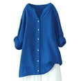 thumbnail image 1 of Women Loose Button Down Blouses Long Sleeve Solid Casual All Occasions, 1 of 3