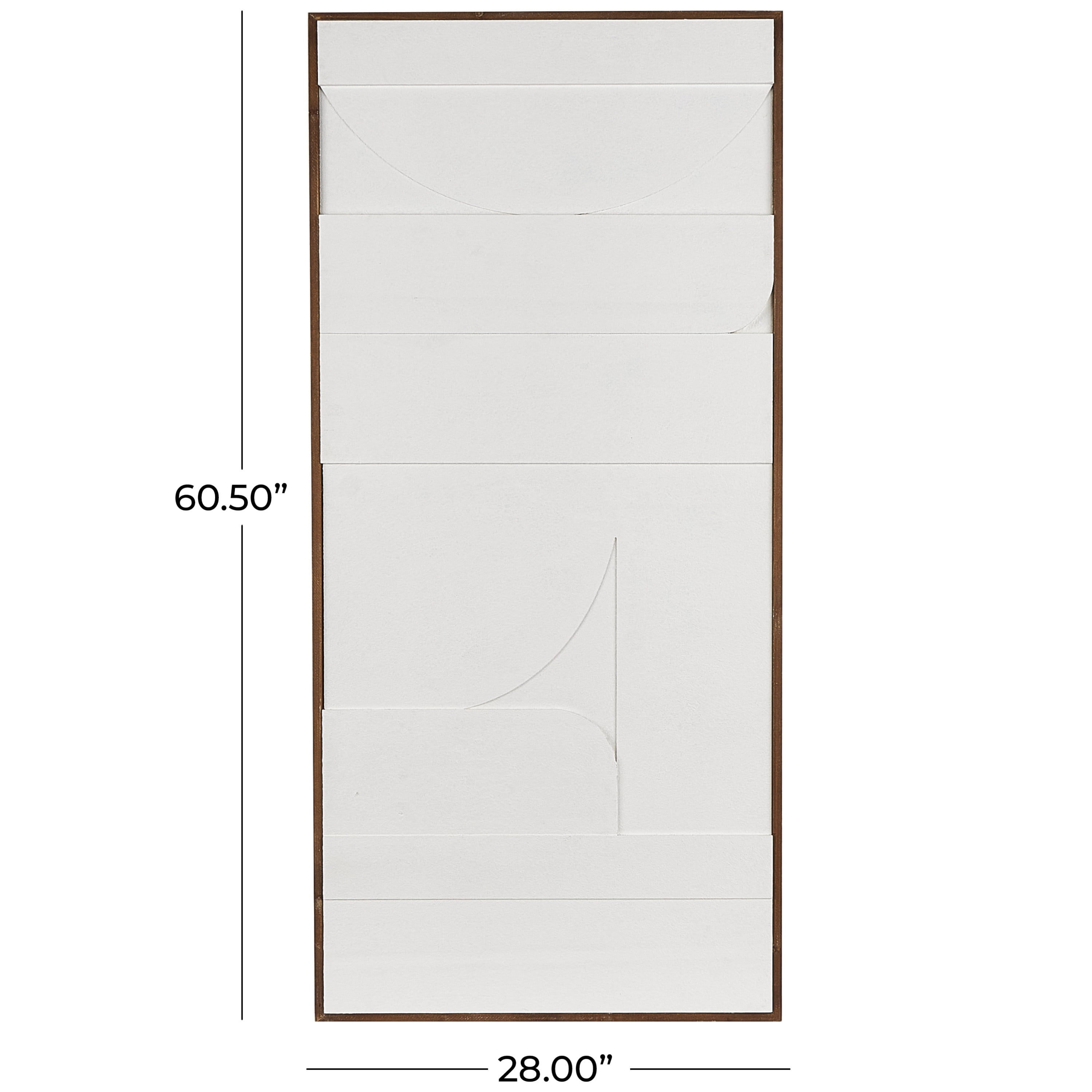 DecMode White Wood Dimensional Geometric Shaped Geometric Wall Decor with Brown Wooden Frame