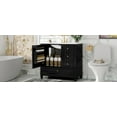 thumbnail image 5 of 36 Inch Freestanding Bathroom Vanity with Ceramic Sink, MDF and Solid Wood Construction, 3 Drawers and Cabinet with Shelves, Black Finish for Modern Bathrooms, 5 of 9