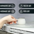 thumbnail image 7 of Bacimi Mini Ceramic Coffee Mugs Set of 6 / 3oz / 90ML - Small Drinking Cups with Handle - Dishwasher & Microwave Safe - Diner Style Modern Mugs for Coffee, Tea, Espresso, Cocoa, Milk & Latte - White, 7 of 7