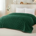 thumbnail image 4 of Whale Flotilla Fuzzy Fleece King Size Blanket for Bed, Soft Fluffy Jacquard Waffle Blankets for All Season, Lightweight and Warm, 90x104 Inch, Emerald Green, 4 of 10