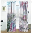 thumbnail image 2 of Coolnut Summer Cafe in Paris Thermal Insulated Blackout Grommet Printed Window Curtain - 84x55 in - 100% Polyester 2 Panels, Stitchingstyles, 2 of 6