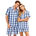 thumbnail image 2 of Dwelliawo Couple Pajamas Matching Sets Mens Pajama Sets With Pockets Button Down Loungewear for Men White 2xL, 2 of 5