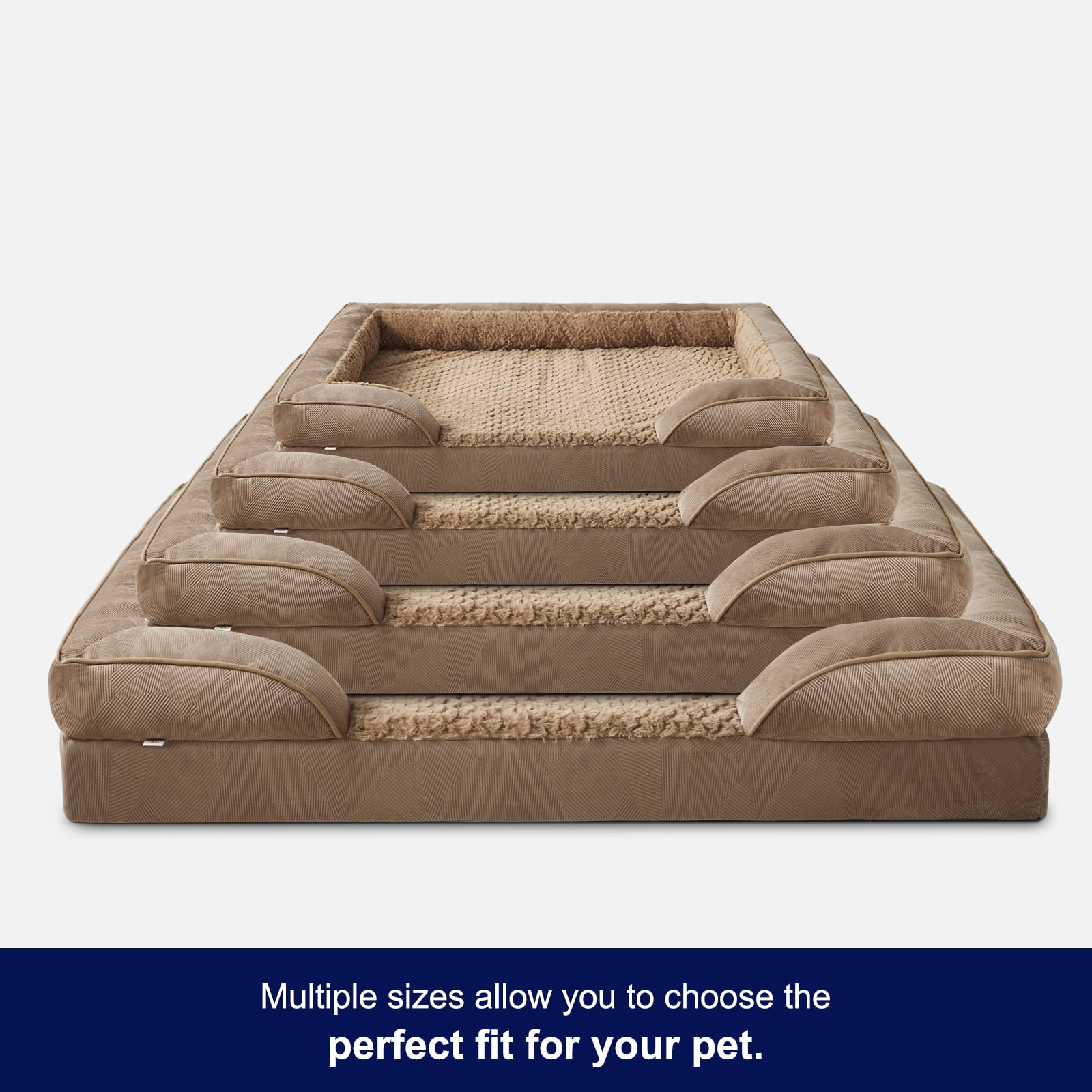 Orthopedic Dog Bed with Cooling Gel Memory Foam, Extra Large Waterproof Pet Sofa Couch with Removable Washable Cover, 42" XL Dutch Velvet Bed Includes Bone Toy, Brown，42in