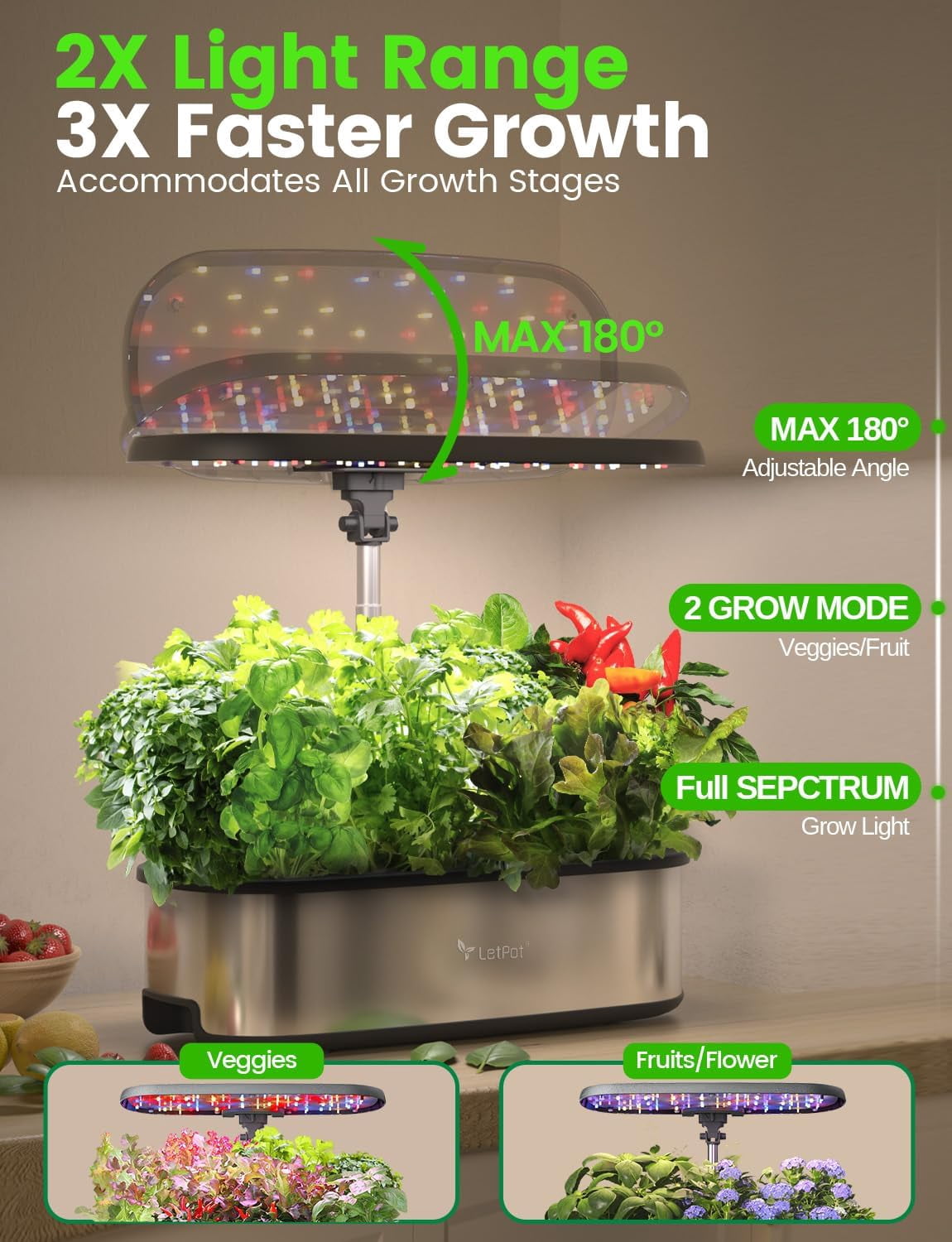 Système De Culture Hydroponique Intelligent - 17 Pots - Lampe Spectre Complet LED - Pompe & Écran Digital - Jardin D'intérieur - 8