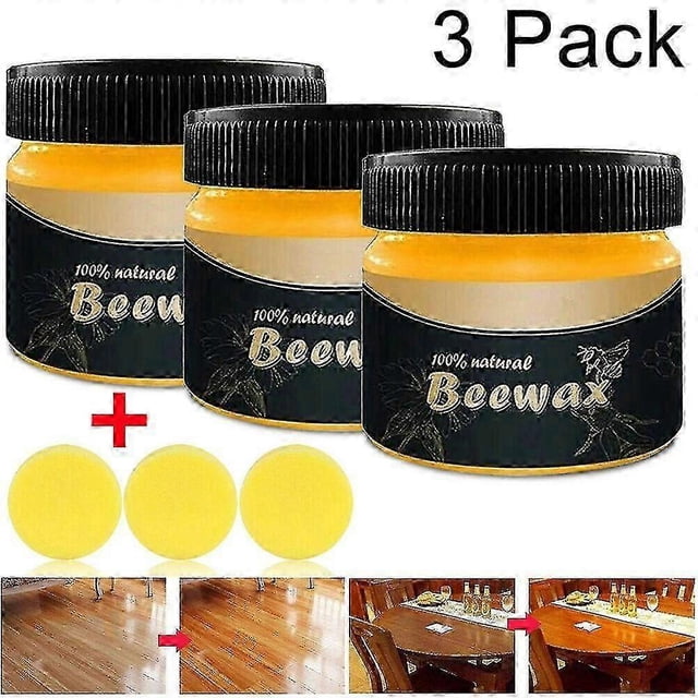 3 Pcs Natural Wood Seasoning Beeswax Furniture Polish Wax Ood Cleaner