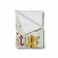 thumbnail image 2 of Adventure Soft Flannel Fleece Throw Blanket, Cartoon Style Doodle Words with Little Monsters and Animals Colorful Design, Cozy Plush for Indoor and Outdoor Use, 50" x 70", Multicolor, by Ambesonne, 2 of 6