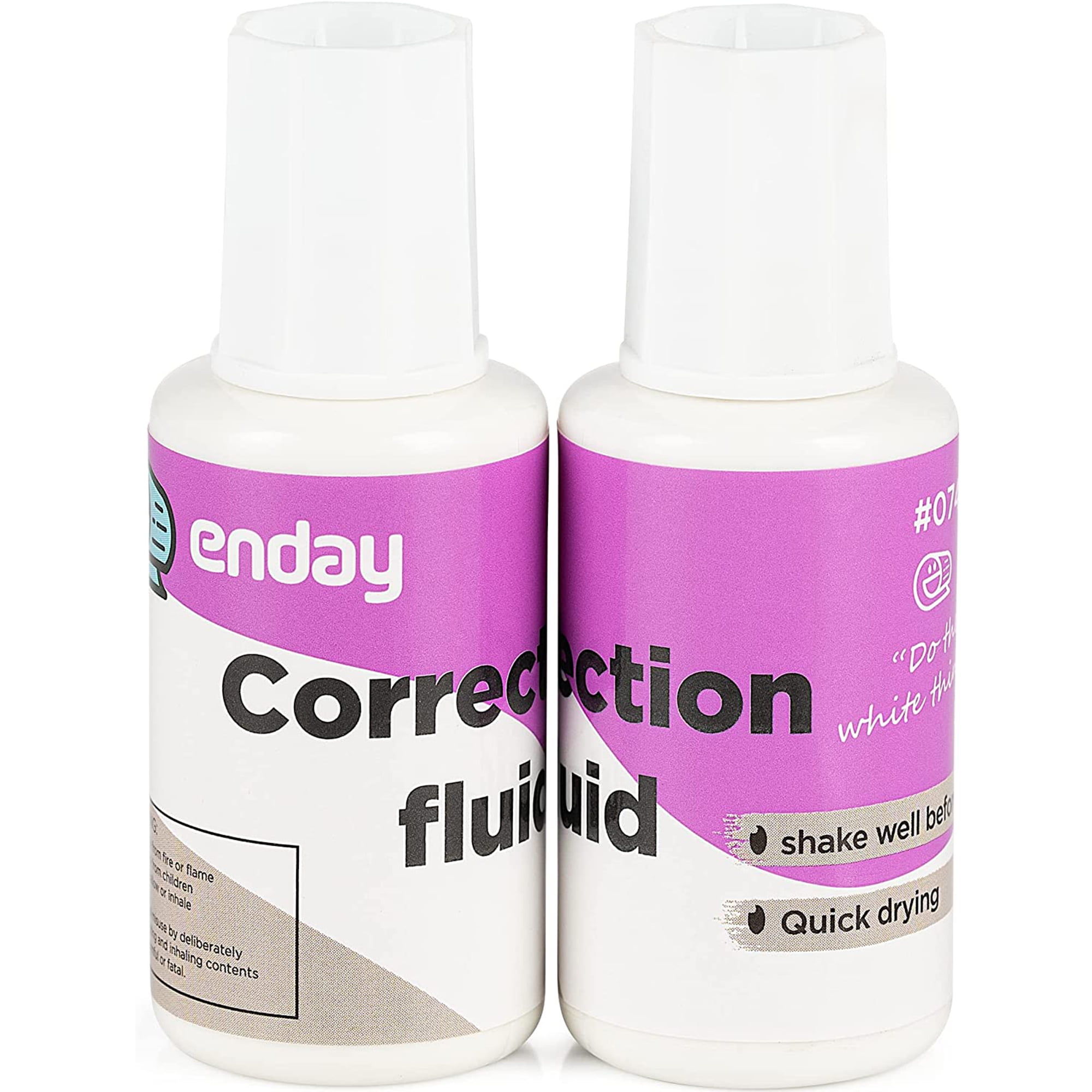 Enday Liquid Paper White Out Correction Fluid Ink Eraser, 20 ml 2 Pack