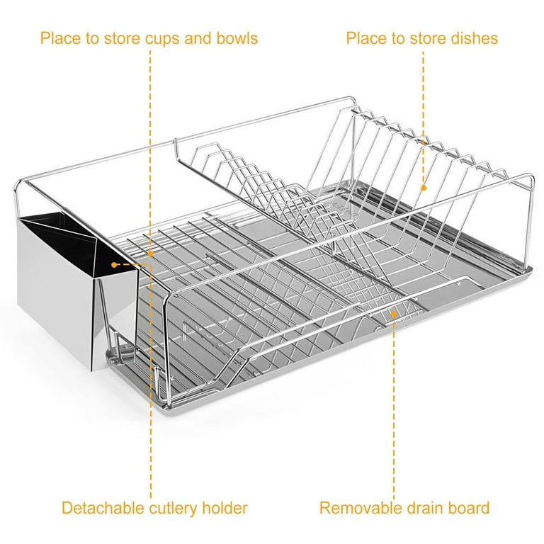 WENKO Corner Dish Rack, Dimensions (W x H x D): 14.76 x 4.13 x 14.76 in,  Silver matt